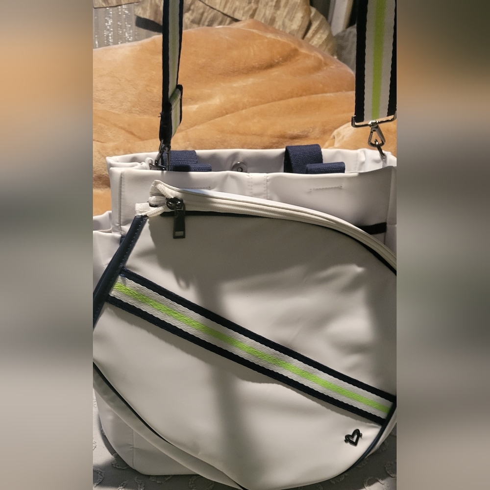 Cute Tennis Bag, White/Navy/Green, preneLOVE Tofino Tennis Bag